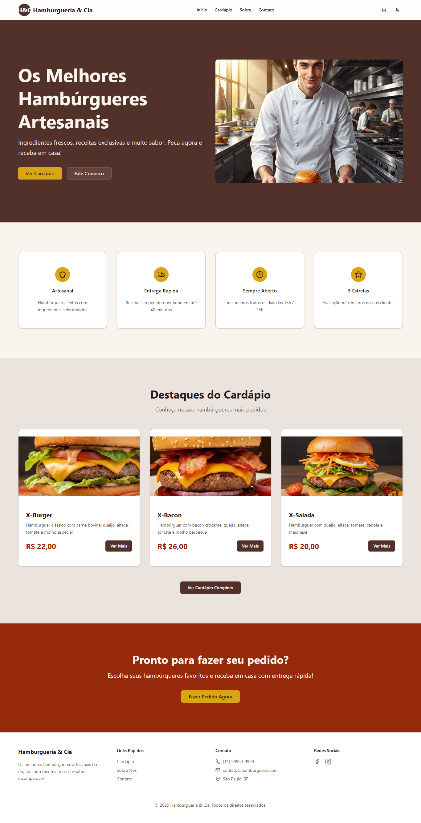 Hamburgueria — cardápio online